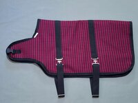 32" Fuchsia Houndstooth Winter Water-Resistant Goat Coat, Silver and Black Sheep Jacket with a Quilted Lining, Doe, Ewe Supplies