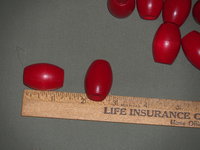 48 Vintage Red Barrel Oval Wood Beads Macrame Holiday Supply 22mm x 32 mm Wooden Craft Beads