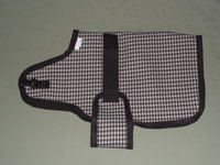 22" Silver, Black Houndstooth Winter Water-Resistant Goat Coat, Sheep Jacket, Faux Fur Fleece Lining Nigerian Doe Buck Supply