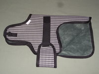 22" Silver, Black Houndstooth Winter Water-Resistant Goat Coat, Sheep Jacket, Faux Fur Fleece Lining Nigerian Doe Buck Supply