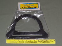 2 Pair Vintage Fibre-Craft Black Plastic Purse Handles Fabric & Macrame Handbag Supply NOS Dee Shape D-Shaped