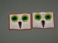 2 Sets Vintage Plastic Owl Face Eyes Beak Yellow Green Macrame Beads Kit Supply, New Old Stock, Hong Kong EYN-9000