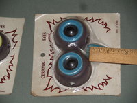 2 Sets Vintage Ceramic Owl Face Eyes Beak Macrame Beads Kit Supply, New Old Stock, Hong Kong Brown, Yellow and Brown, Blue
