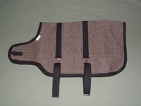 30" Dark Brown Check Winter Goat Coat, Sheep Jacket with a Fleece Lining, Dairy Goat Supply