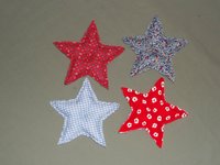 Set of 4 Red and Blue Fabric 8" Stars Bowl Fillers Tucks Handmade Cabin Farm Decor, Patriotic, July 4th Decor, Gift