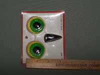 2 Sets Vintage Plastic Owl Face Eyes Beak Yellow Green Macrame Beads Kit Supply, New Old Stock, Hong Kong EYN-9000