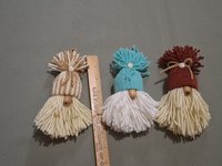 Three Handmade Gnome Yarn Ornaments, Home Decor Made from Vintage Yarn, Trims