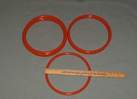 6 Vintage Orange 7" Round Macrame Rings Plastic Craft Supplies Purse Tote Bag Handles, Towel Holders