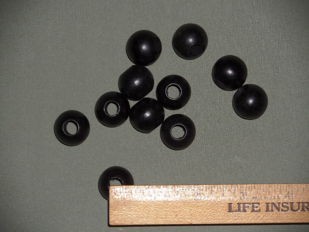 1 lb Vintage Round Black Wood 3/4" and 1" Beads Macrame Craft Supplies Lot 20mm and 25mm Wooden Beads 1/2 lb of Each Size