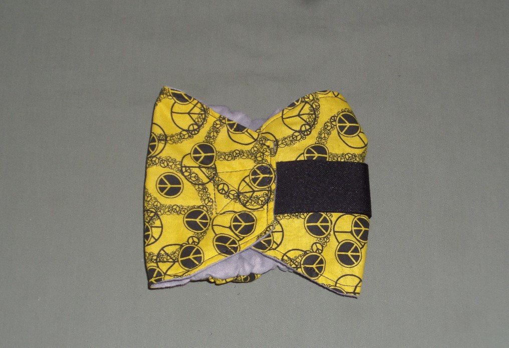 yellow black peace sign dog diaper