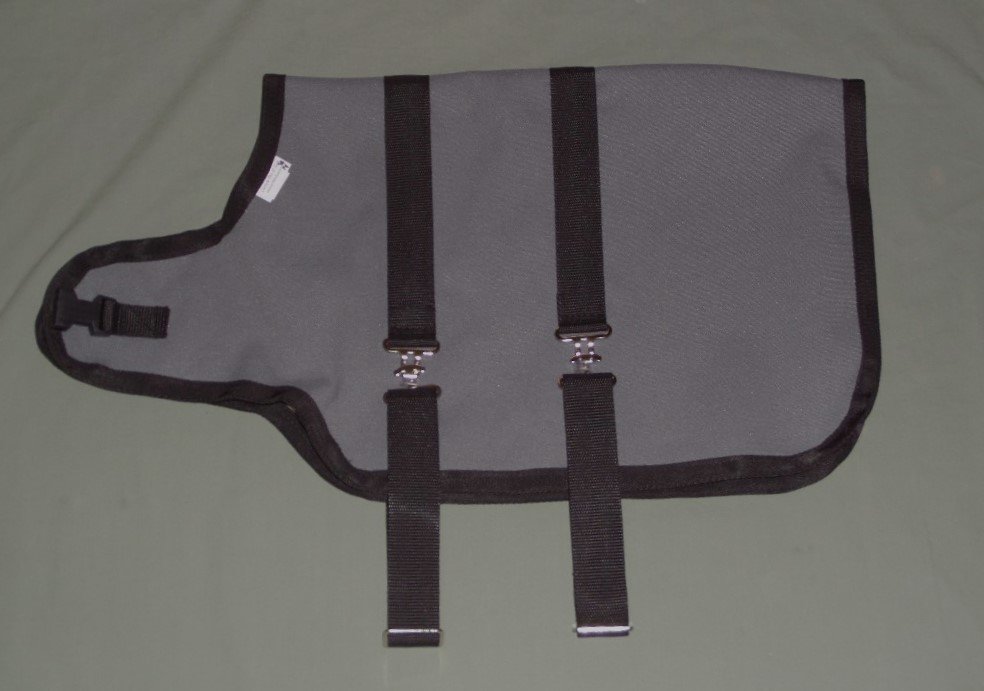 26" Gray Winter Water-Resistant Goat Coat, Sheep Jacket Faux Fur Fleece Lining Handmade Doe Buck Supply Made in USA