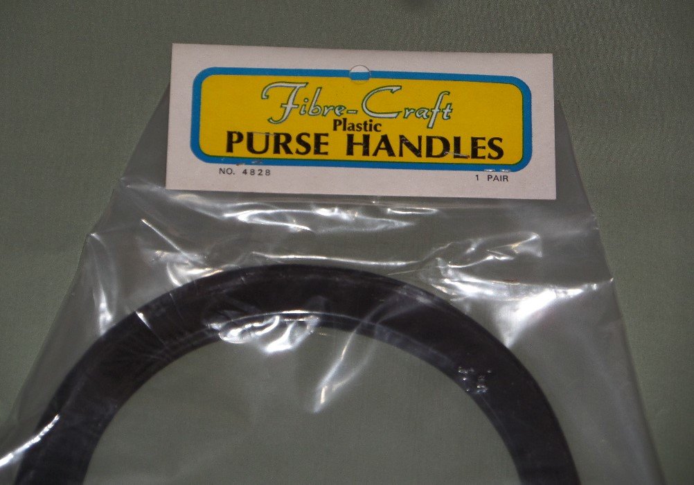 2 Pair Vintage Fibre-Craft Black Plastic Purse Handles Fabric & Macrame Handbag Supply NOS Dee Shape D-Shaped