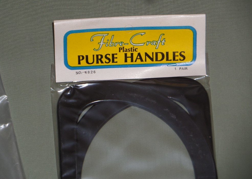 2 Pair Vintage Fibre-Craft Black Plastic Purse Handles Fabric & Macrame Handbag Supply NOS Dee Shape D-Shaped