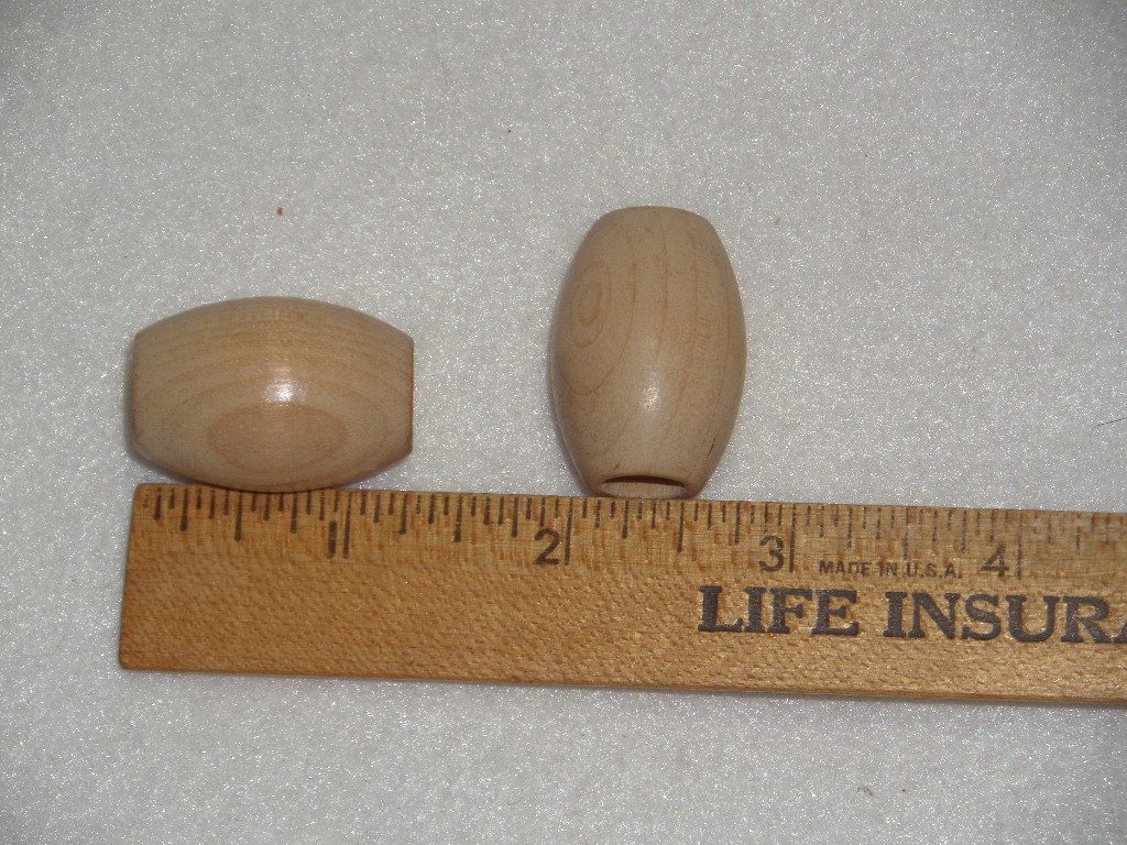 1 lb Vintage 1 1/4" Natural Beige Barrel Oval Wood Beads 22mm x 32mm Macrame Craft Lot 3/8" Hole