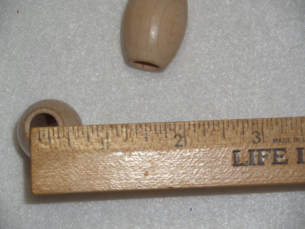 1 lb Vintage 1 1/4" Natural Beige Barrel Oval Wood Beads 22mm x 32mm Macrame Craft Lot 3/8" Hole