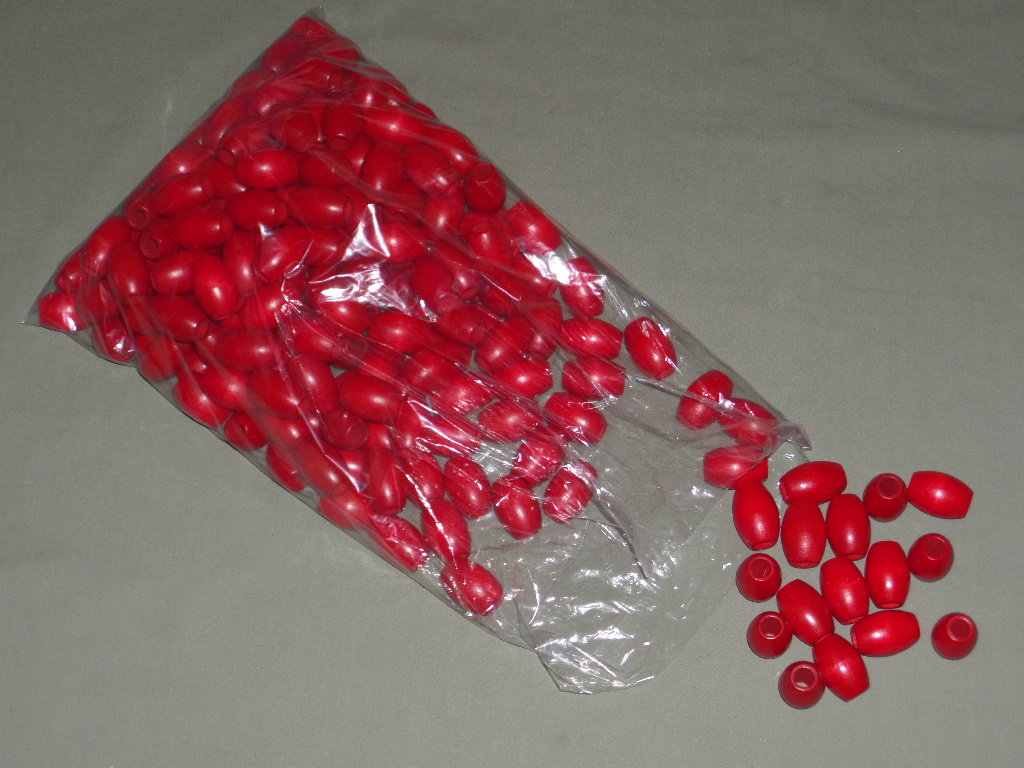 Red wood barrel oval beads