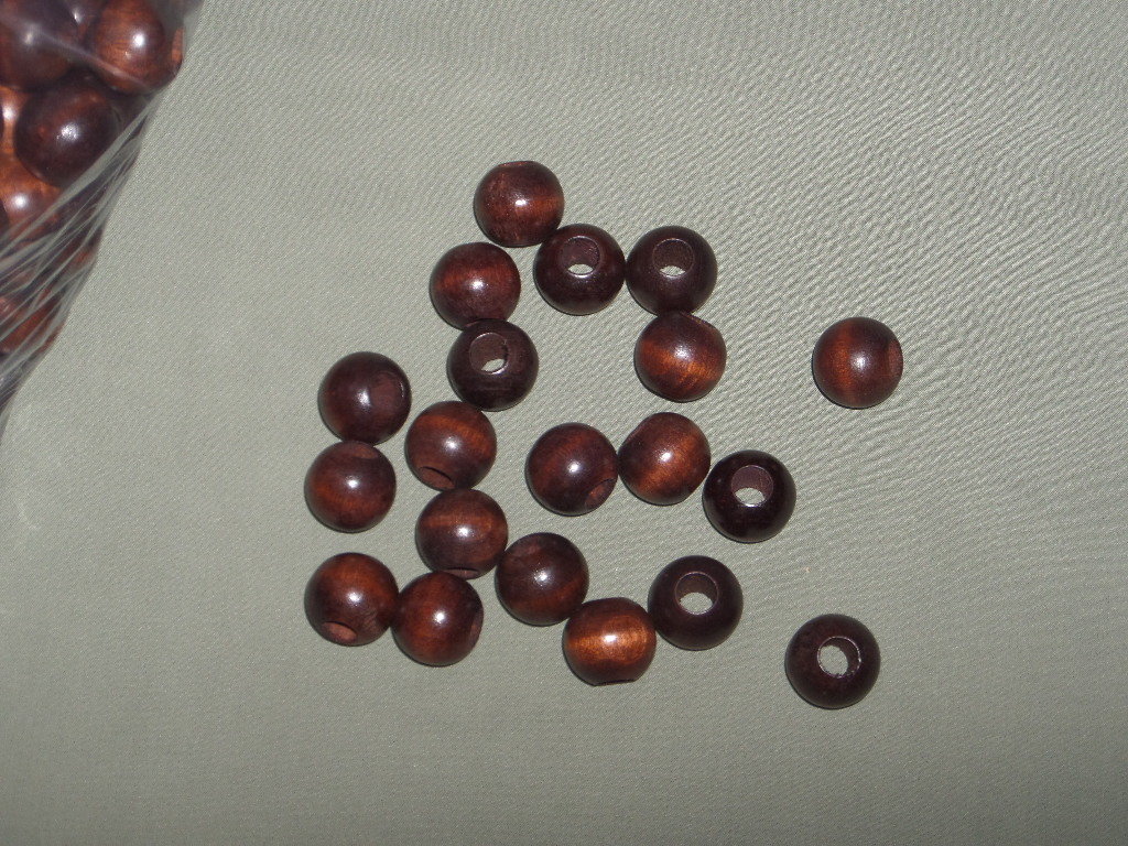2 lbs Vintage 3/4" Round Wooden Beads Dark Brown Macrame Craft Supply Lot 1/4" Hole
