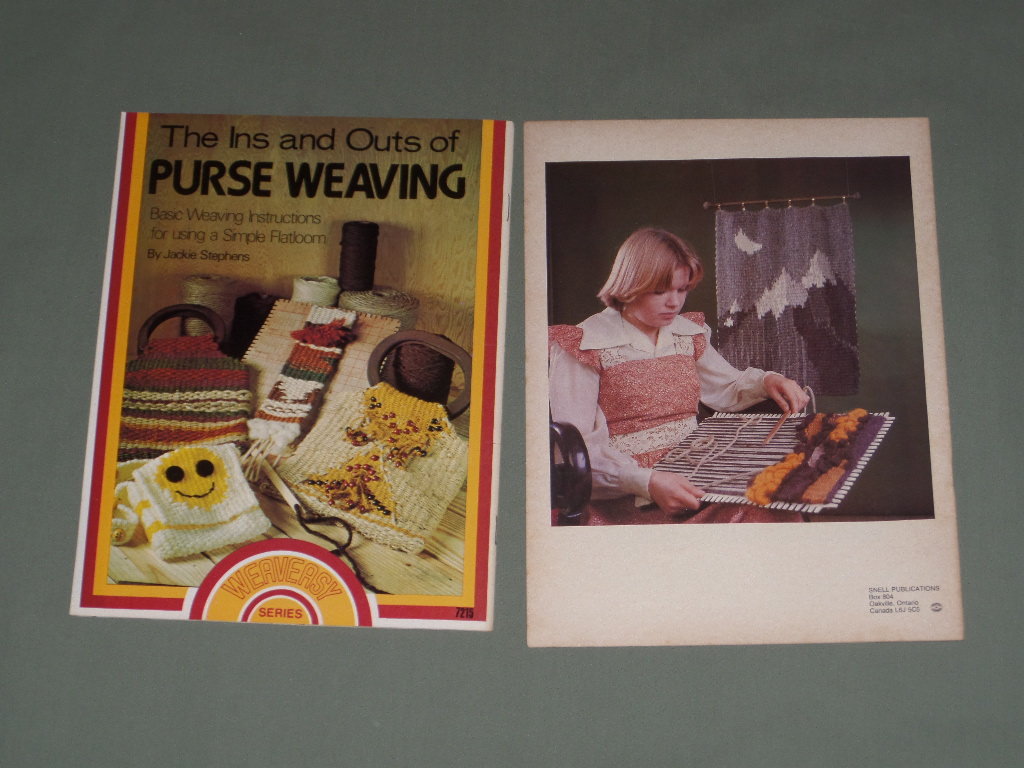 2 Vintage Flat Loom & Weaving Books Wall Hangings, Purses, Shoulder Bags, Totes Instructions, Patterns circa 1970's