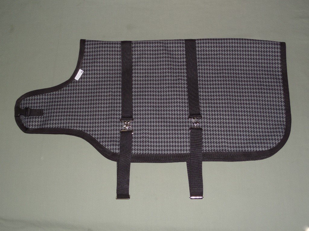 34" Charcoal Houndstooth Winter Water-Resistant Goat Coat, Sheep Jacket with a Fleece Lining, Dairy Meat Goat Supply