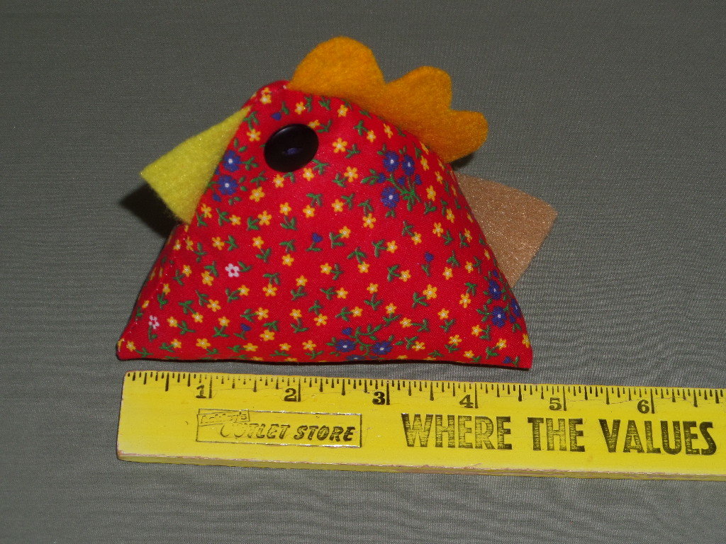 3 Red Floral Handmade Chickens Pin Cushions, Bowl Filler, Tucks Farm Decor made from Vintage Fabric 3 Sizes Hens