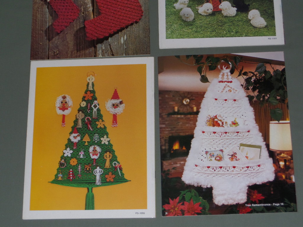 4 Vintage Christmas Macrame Instruction Books, Holiday Wall and Home Decor, Tree Ornaments, Wreaths, Nativity Set Patterns