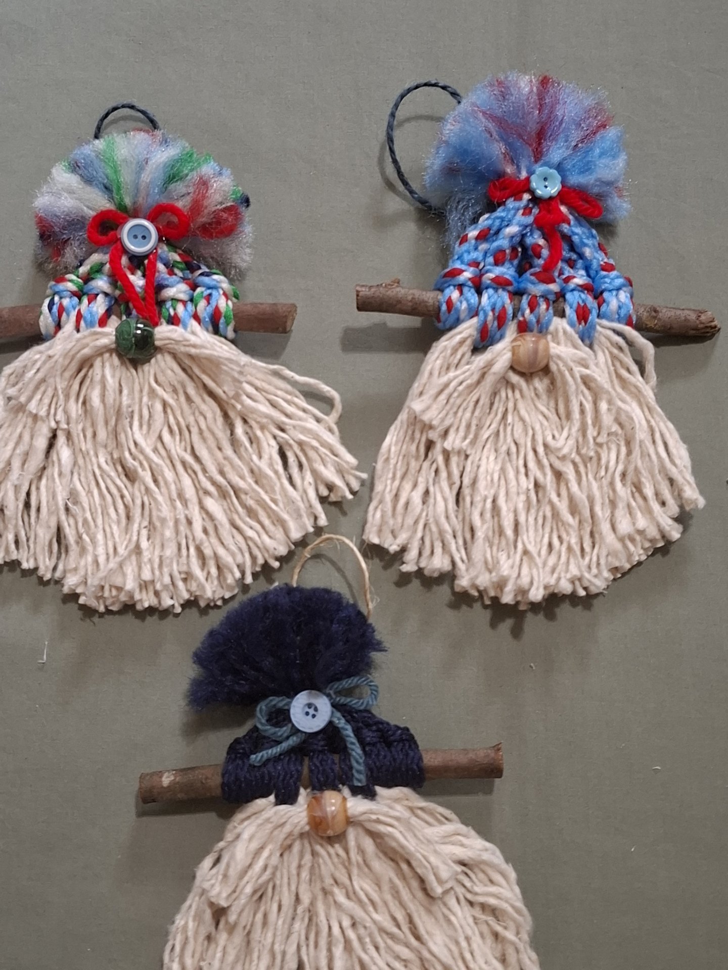 handmade vintage blue gnomes