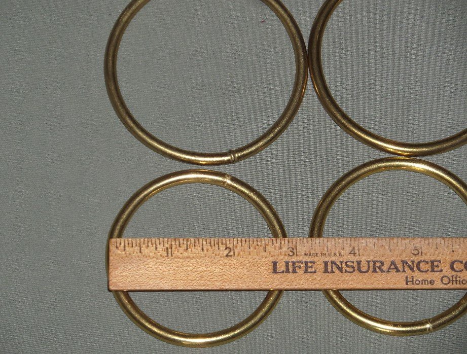 6 Vintage Metal Brass Plated Welded Round Rings 3 Sizes Macrame Plant Hangers Supplies, Craft Projects