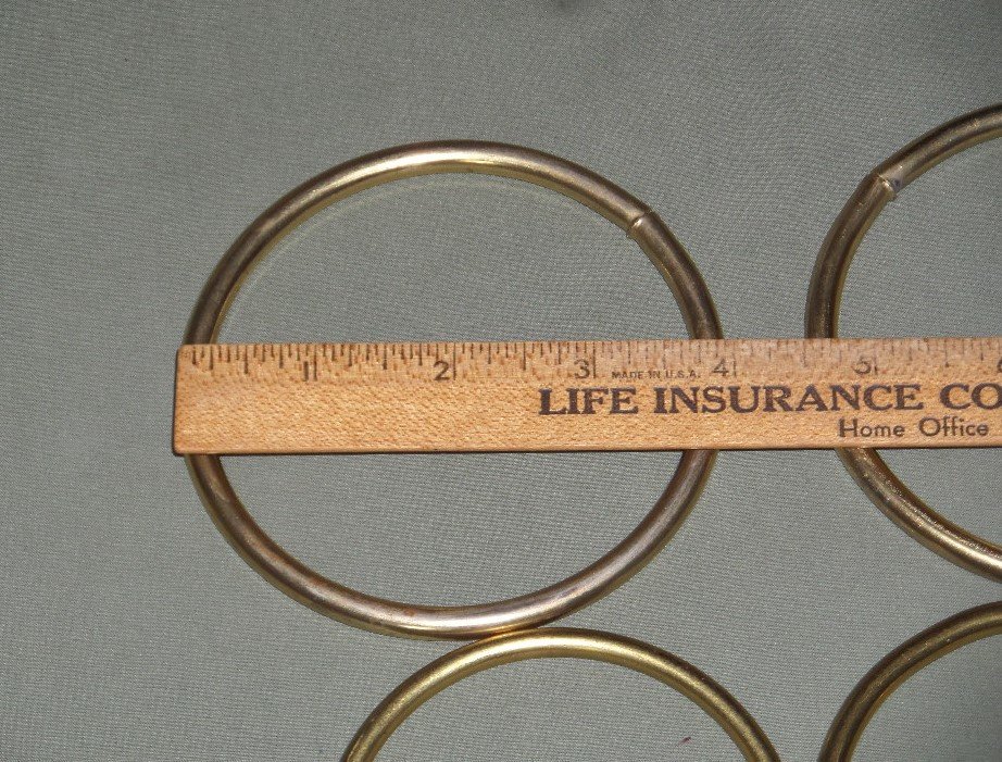 6 Vintage Metal Brass Plated Welded Round Rings 3 Sizes Macrame Plant Hangers Supplies, Craft Projects