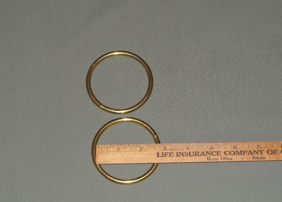 6 Vintage Metal Brass Plated Welded Round Rings 3 Sizes Macrame Plant Hangers Supplies, Craft Projects