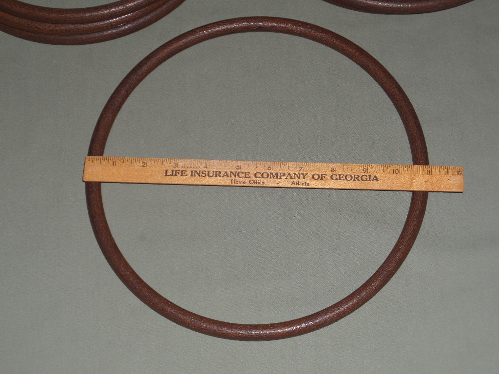 4 Vintage 11" Round Brown Faux Wood Plastic Macrame Craft Rings Tote Bag Handles, Dream Catcher Supply