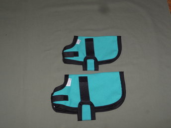10" and 12" Aqua Blue Newborn Winter Goat Kid Coats, Lamb Jackets with Fleece Lining, Nigerian, Pygmy Goat Supplies