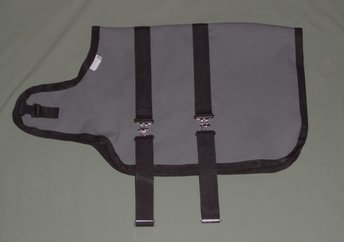26" Gray Winter Water-Resistant Goat Coat, Sheep Jacket Faux Fur Fleece Lining Handmade Doe Buck Supply Made in USA
