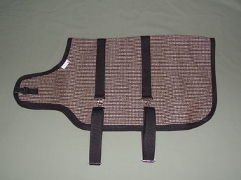30" Dark Brown Check Winter Goat Coat, Sheep Jacket with a Fleece Lining, Dairy Goat Supply