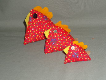 chicken pin cushions, handmade